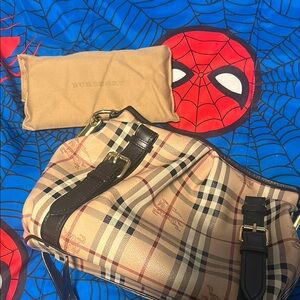 Burberry Tan and Brown Messenger Bag with Classic Design